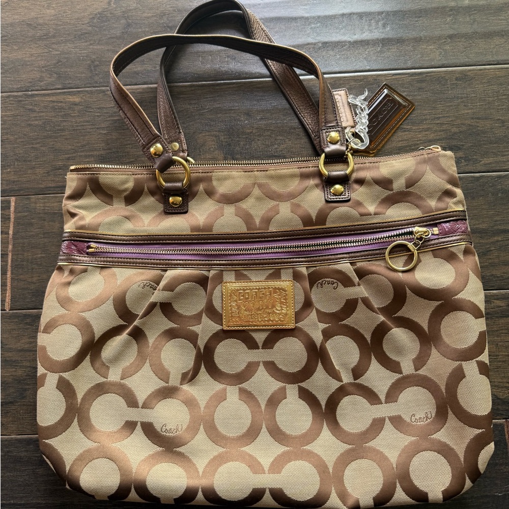 Coach Tan and Brown Signature Tote